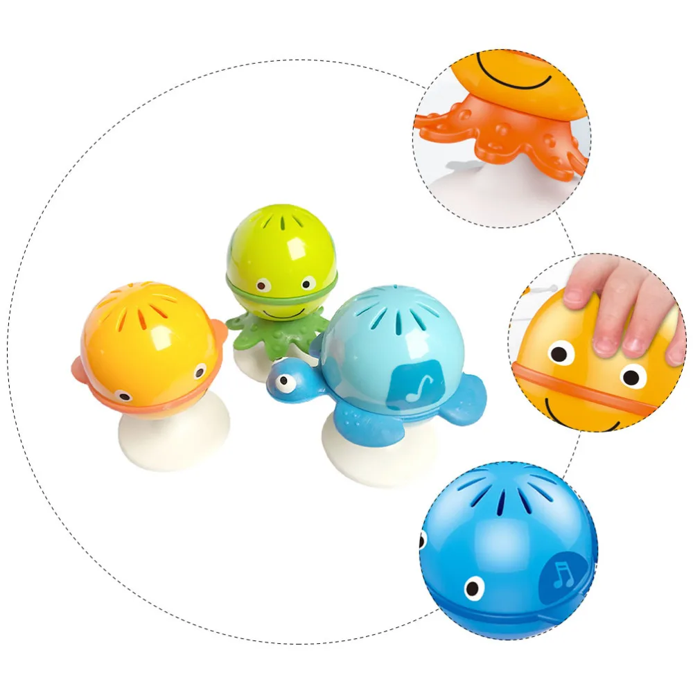 

3pcs Baby Feeding Rattles Ocean Series Plaything Rattle Toys with Suction Cups