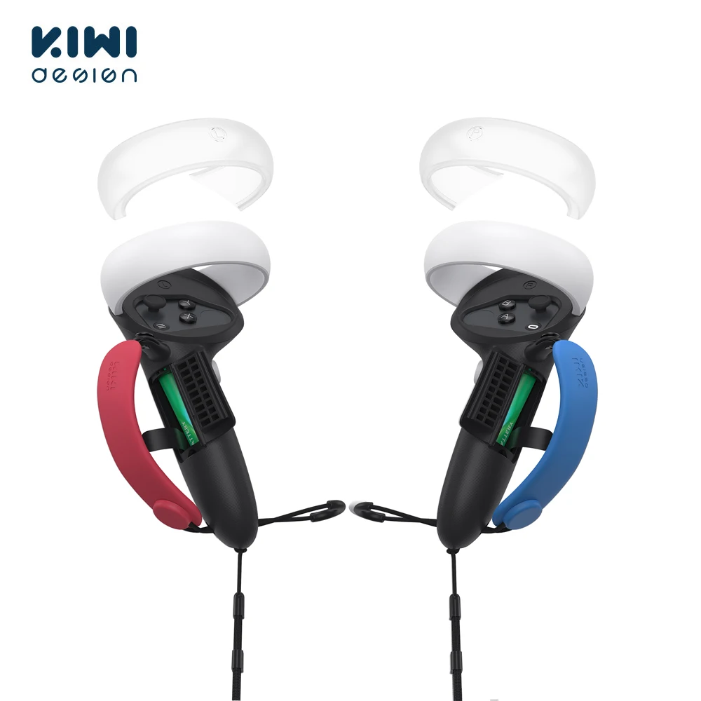 Acessórios para Oculus Alça de Mão Bateria e Protetor de Abertura Kiwi Design Versão Superior Controlador Apertos Quest 2 Cor Diferente