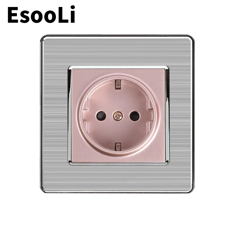EsooLi 16A настенная розетка стандарта ЕС Роскошная из нержавеющей стали матовая