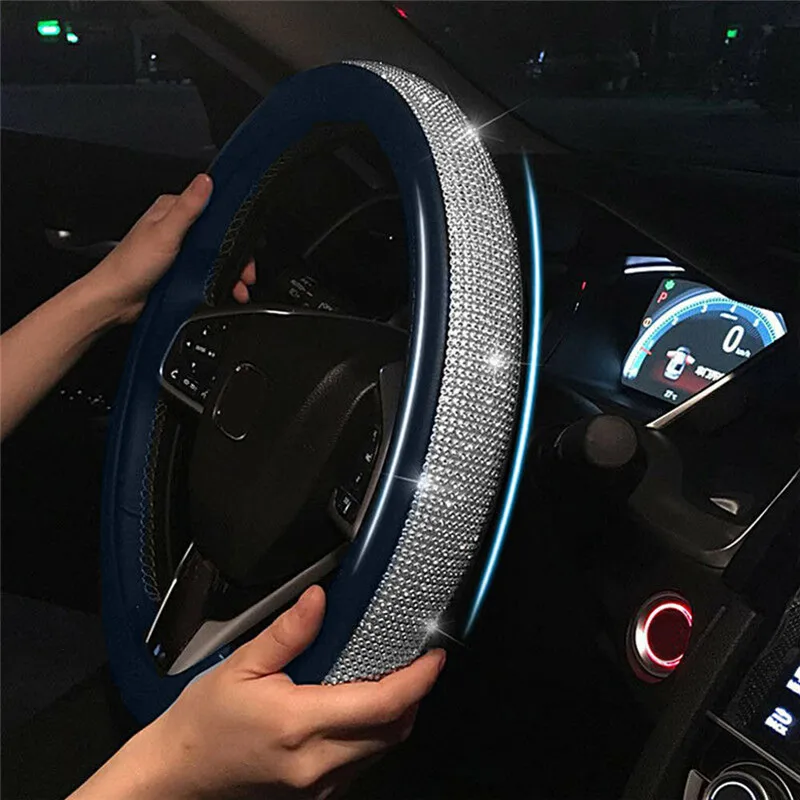 38CM Car Steering Wheel Covers Bling Crystal Rhinestone Auto Protectors For Women Girls Accessories | Автомобили и мотоциклы