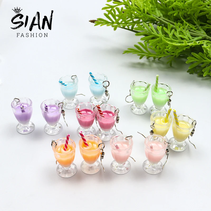 

New Design Fruit Juice Cup Drop Earrings for Women Candy Color Simulation Dangle Earrings Charms Alloy Jewelry Accessories Gifts