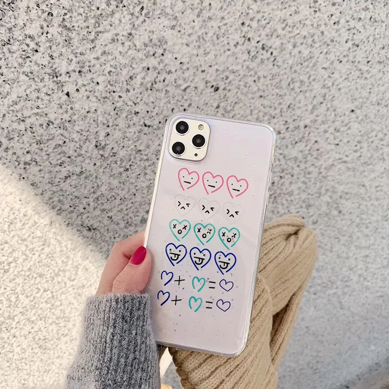 

Tfshining INS For iPhone 11 Pro Max Love Heart Flowers Phone Case Clear For iPhone XS Max X XR 6 6s 7 8 Plus Soft TPU Back Cover