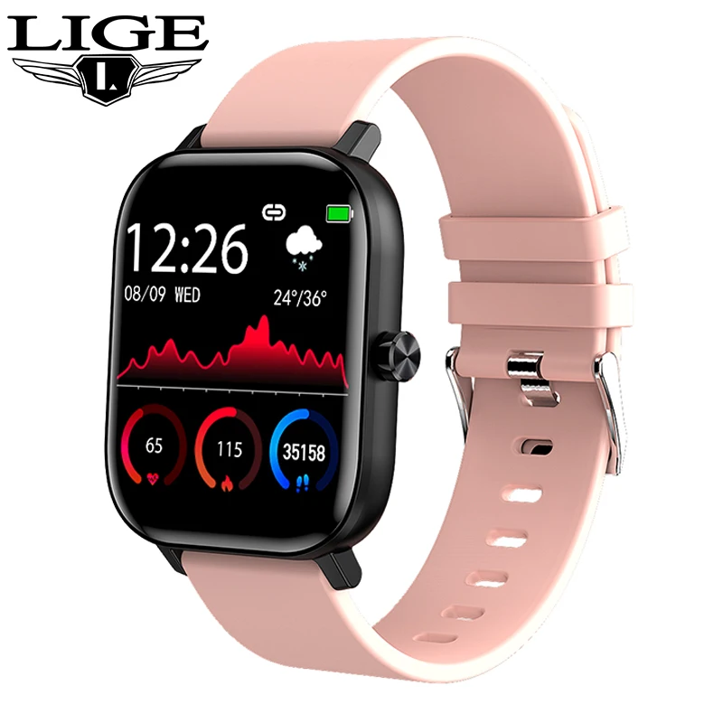 

LIGE 2020 Новый смарт-часы для женщин полный сенсорный экран фитнес трекер крови Давление сердечного ритма, Смарт-часы для мужчин Smartwatch для iOS и ...