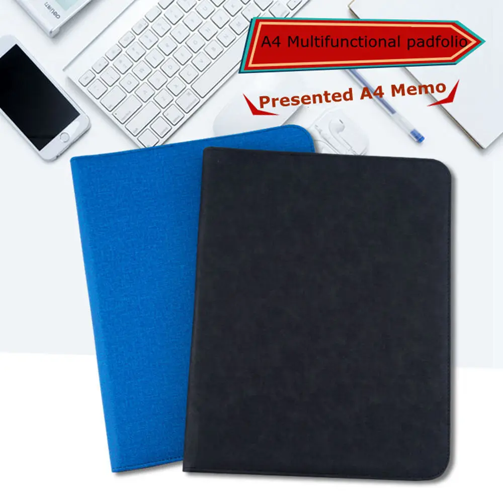 Cheap Leather File Folder Organizer a4 Conference Portfolio Bags Zipper Document Case | Канцтовары для офиса и дома