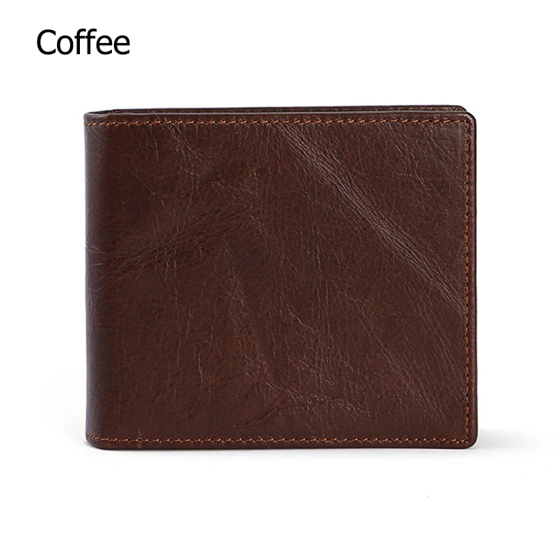 Coffee Мужские кошельки с блокировкой RFID, винтажный кошелек из натуральной коровьей кожи, мужской кошелек ручной работы на заказ, кошелек для монет по цене доллара, короткий кошелек carteira - Цвет: Coffee