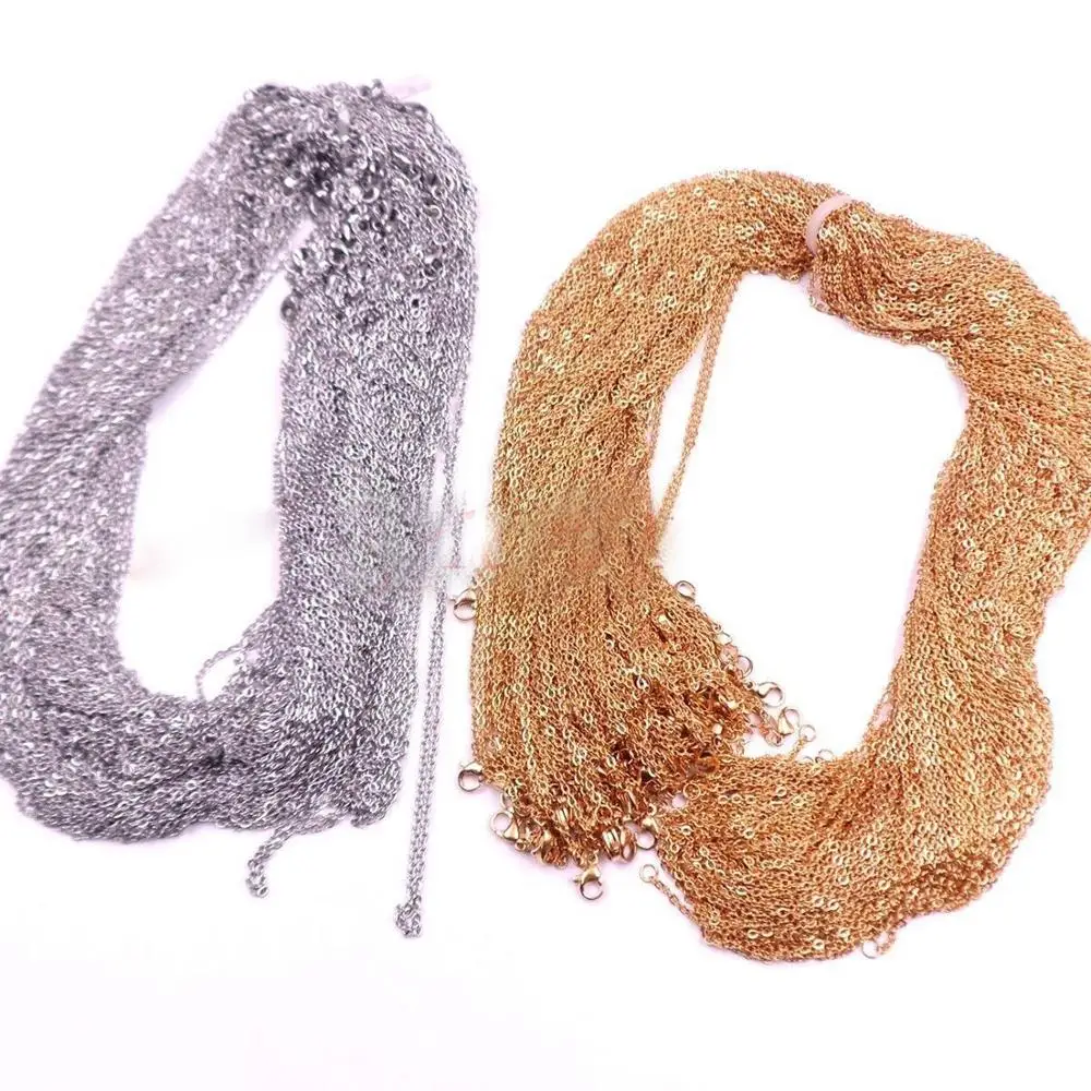 

10/20/50/100pcs/Lot 1.5/2/2.4/3.2mm Women Men Wholesale Silver Gold Color Stainless Steel Thin Cross Link Chain DIY Necklace