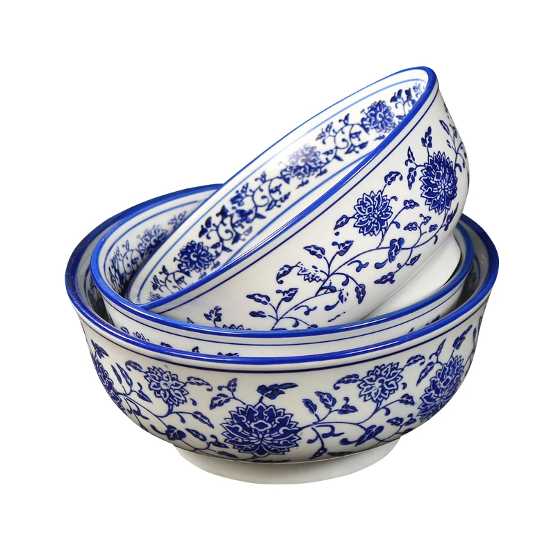 Синяя и белая фарфоровая миска для говядины Ramen ресторанная посуда отелей миски
