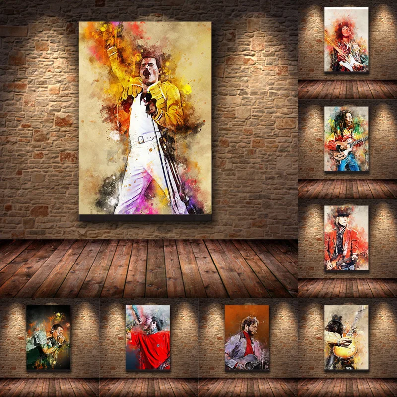 Постеры со звездами и принтами в стиле поп-граффити Картина на холсте рок-н-ролл