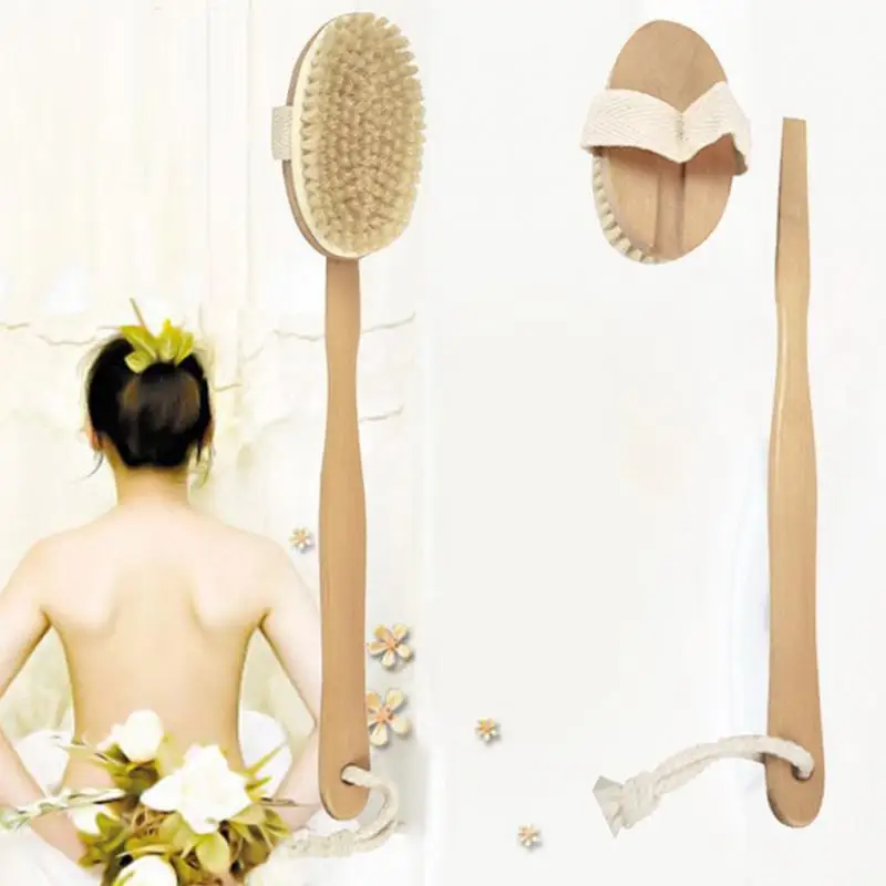 

Wooden Long-handled Body Hair Bath Brush with Soft Hair Bath Brush Back Rubbing Bath Scrubbing Brush Bathtub Cleaning Tool