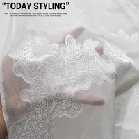 silk georgette chiffon fabric dress large wide white plaid cut flower gauze clothing diy sewing