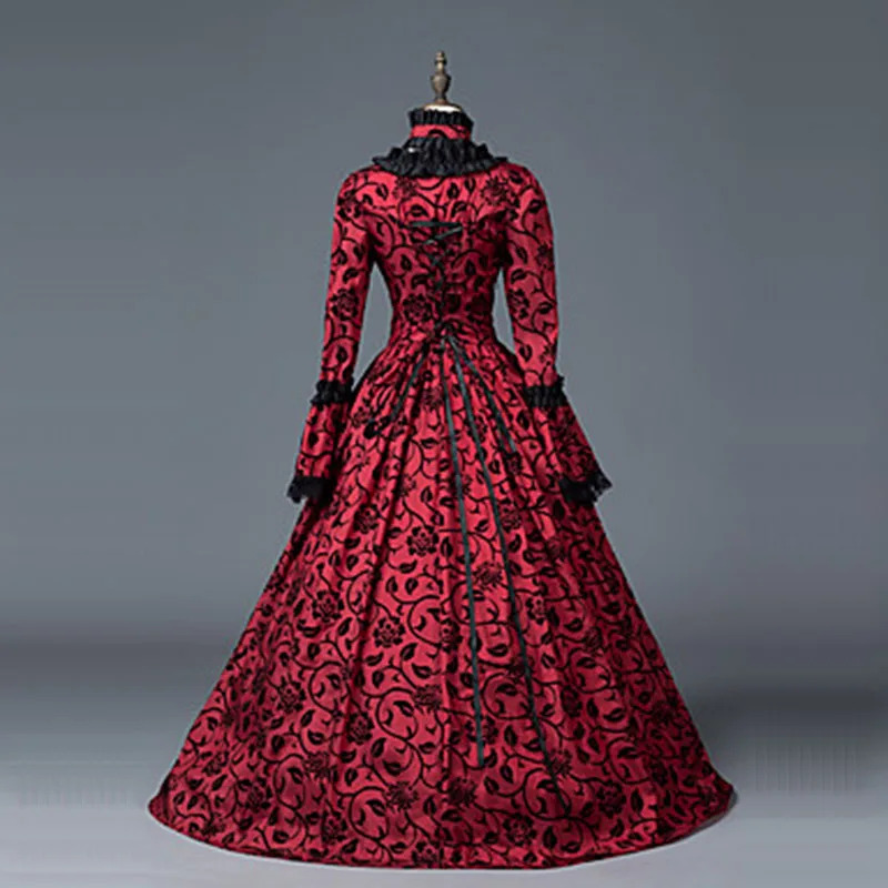 Маскарадные вечерние платья 18-го века красные и черные парчовые бальные Платья с