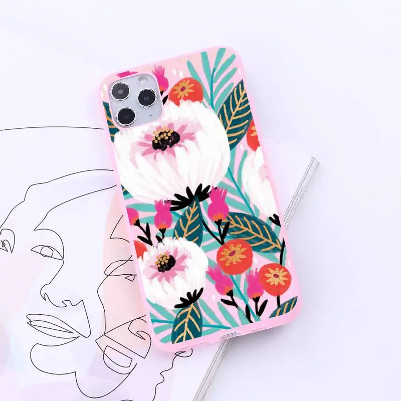 

Flower Romantic retro aesthetics Phone Case Candy Color for iPhone 6 7 8 11 12 s mini pro X XS XR MAX Plus