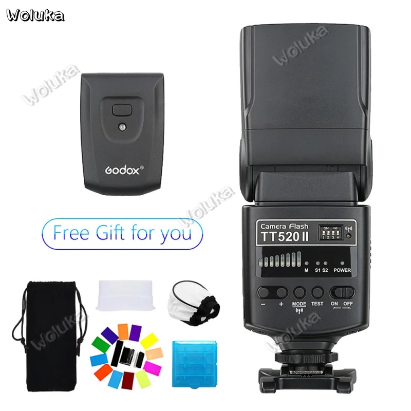 Вспышка Godox TT520 II TT520II со встроенным беспроводным сигналом 433 МГц + набор цветных