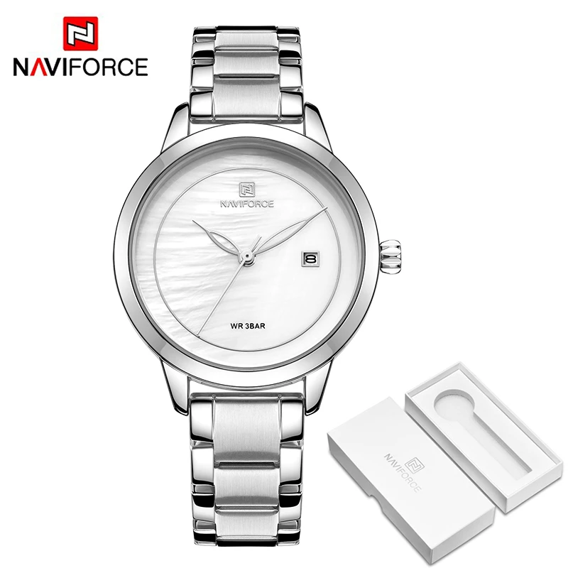 SW BOX NAVIFORCE женские часы люксовый бренд Модные простые серебряные кварцевые часы с датой водонепроницаемые наручные часы женские часы Relogio Feminino - Цвет: SW BOX