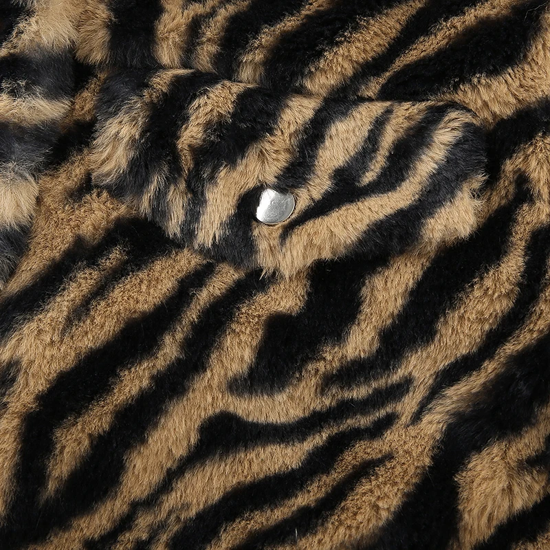 Rockmore Tiger/Полосатые зимние пальто и куртки для женщин; большие размеры; пальто с отложным воротником; Harajuku; уличная одежда; свободная осенняя куртка
