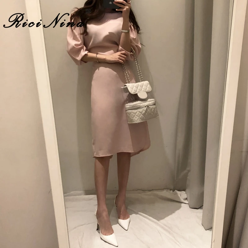 RICININA женское платье элегантное 2019 на пуговицах с поясом однотонное для девушек