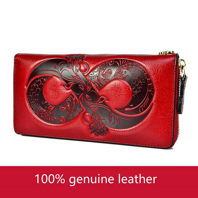 genuine leather wallet women 2022 new womens wallets long zipper purse large ladies clutch bag for cell phone and card holder free global shipping