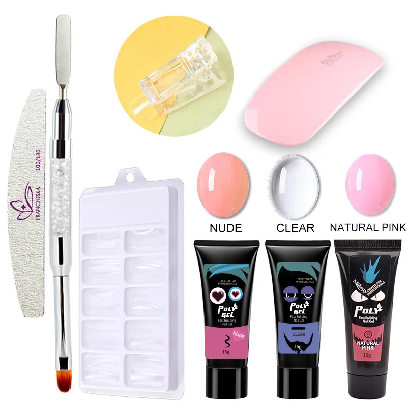 

8PCS/Set Nail Art Set Include Nail Lamp Nail Extension Glue Extension Fiber Fake Nails File A Full Set Of Nail Tools Kit TSLM2