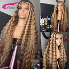 Блонд хайлайтер глубокая волна 13x4 фронтальная сетка 4x4 застежка человеческие волосы искусственные волосы фронтальные человеческие волосы парики для женщин