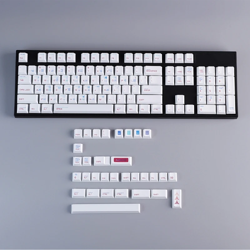 

Механическая клавиатура, колпачки для клавиш Cherry Profile CAD, 136 шт., колпачки для клавиш Dye Sub, совместимы с Cherry MX GK61 64 84 96