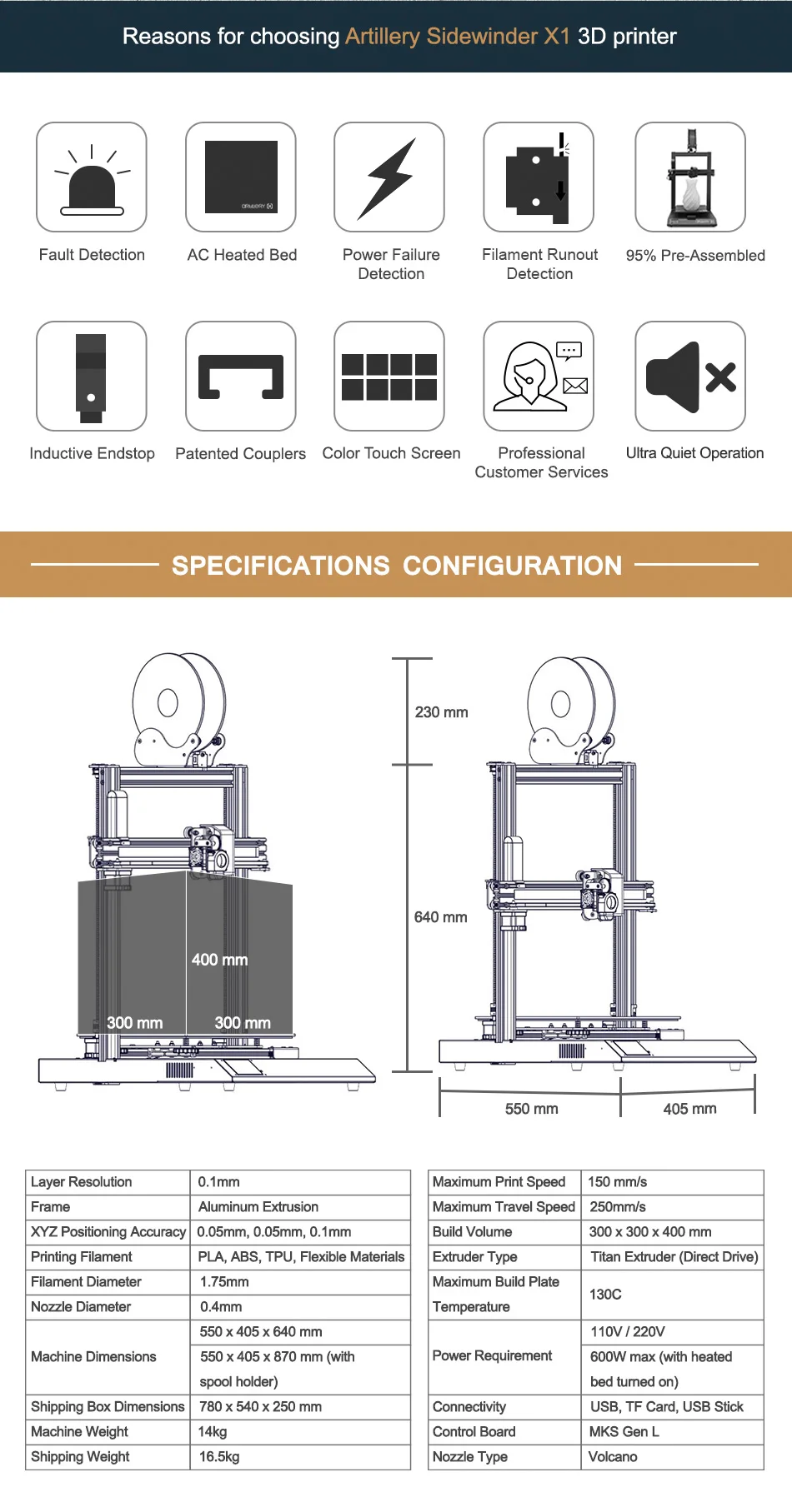 3d принтер sidewinder x1 SW-X1 Настольный уровень 3d pro размер поддержка USB и TF карты сенсорный экран artillery 3d