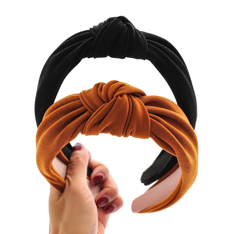 

Boho Patchwork Solid Color Hairband For Woman Knotted Headband Bezel Hair Accessories Headwear Hair Hoop Ornaments Ladies Turban