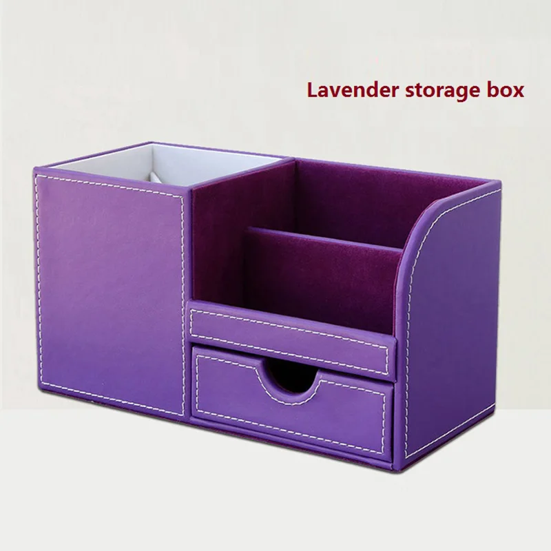 

1PCS PU Leather Multi-Function Desk Stationery Organizer Storage Box Pen, Phone, Business Name Cards Remote Holder