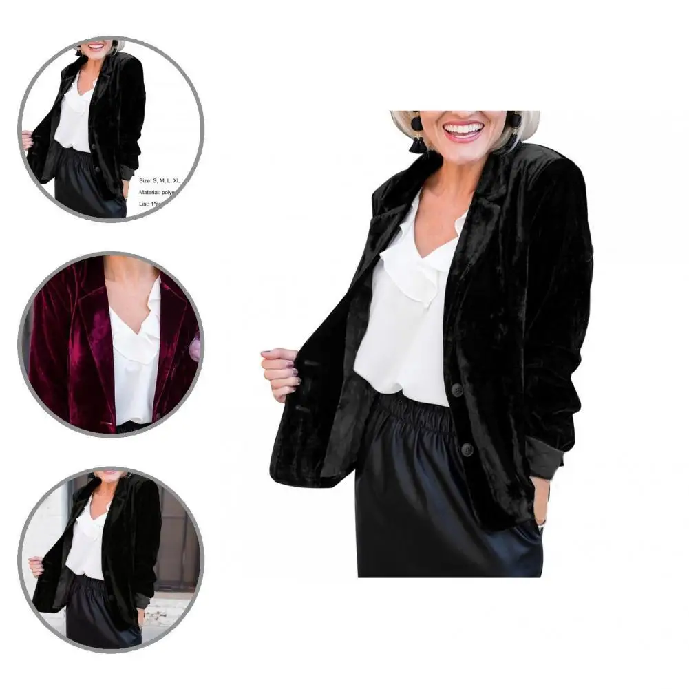 

Female Temperament Pure Color Warm Blazer Autumn Winter Lady Blazer Regular Sleeve for Party