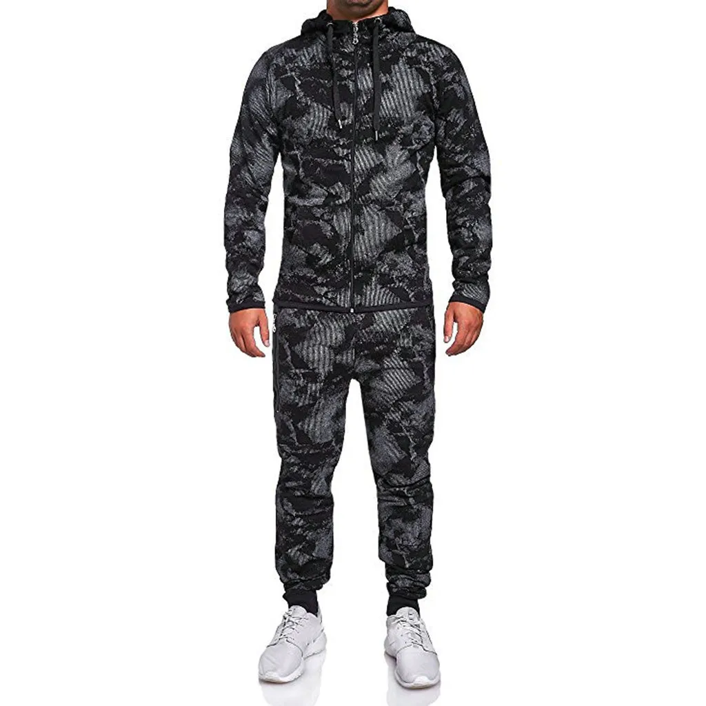 Мужской комплект весна осень комбинированная камуфляжная куртка + штаны