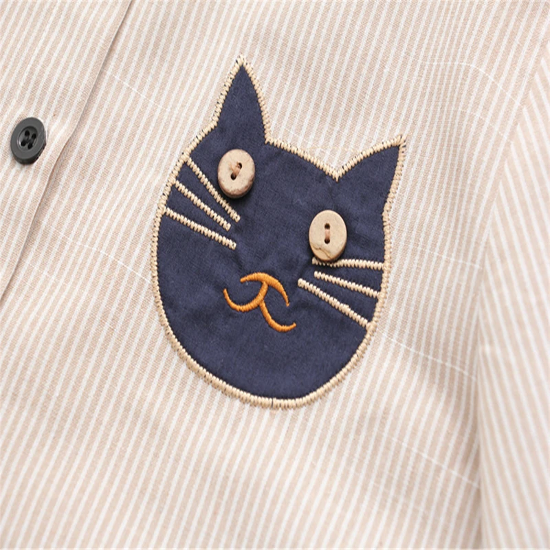 Женская блузка в полоску с вышивкой стиле Харадзюку MERRY PRETTY топы отложным