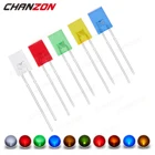 100 шт., квадратные светодиодные диоды 2x5x7 мм, белый, красный, зеленый, синий, желтый, оранжевый, 2x5x7 мм, прямоугольные, прозрачные, рассеянные, сделай сам, светоизлучающие лампы