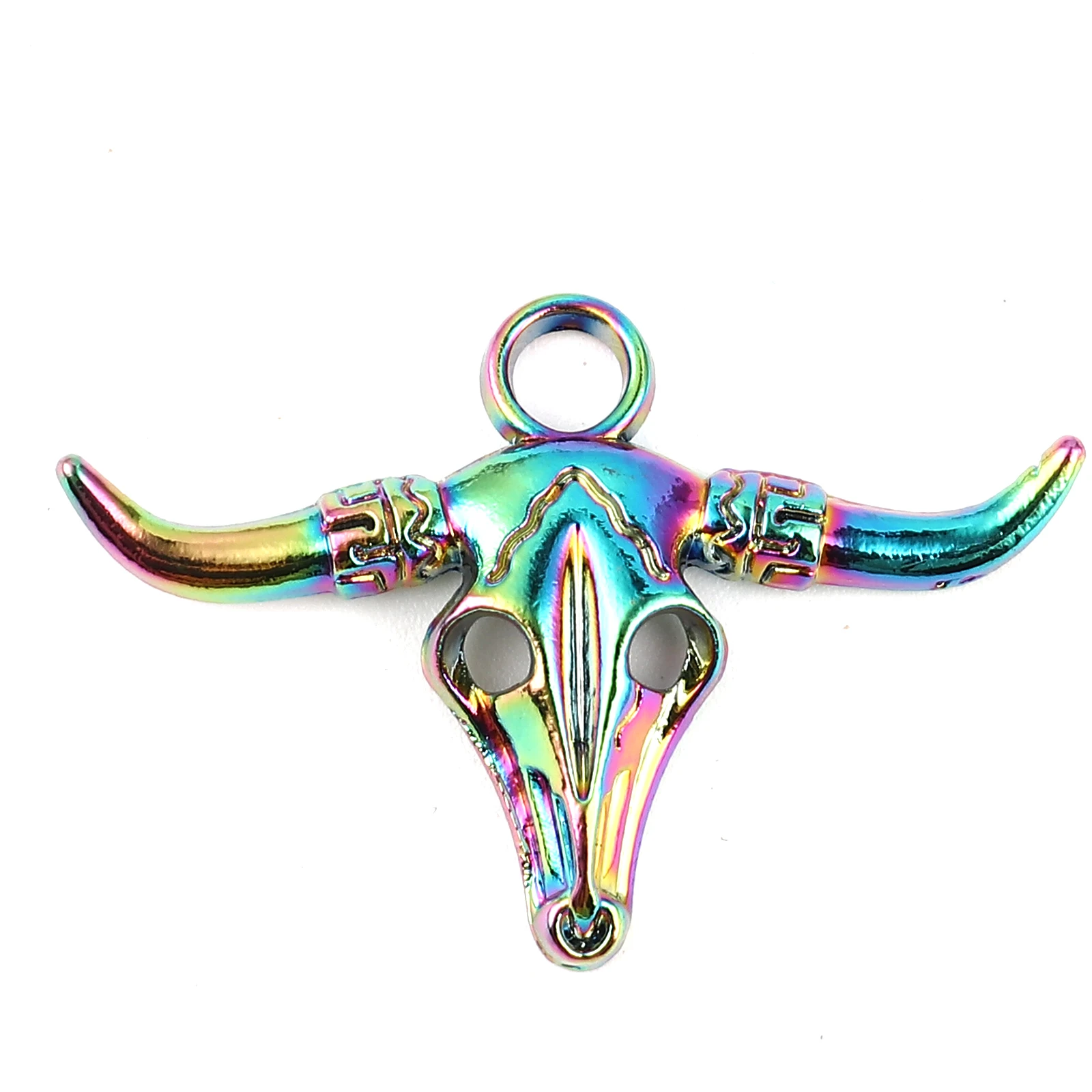 

DoreenBeads 3 шт. многоцветные подвески из цинкового сплава в форме коровы, Подвески серии животных, цветные Подвески В Форме Головы Быка 46 мм x 30 м...