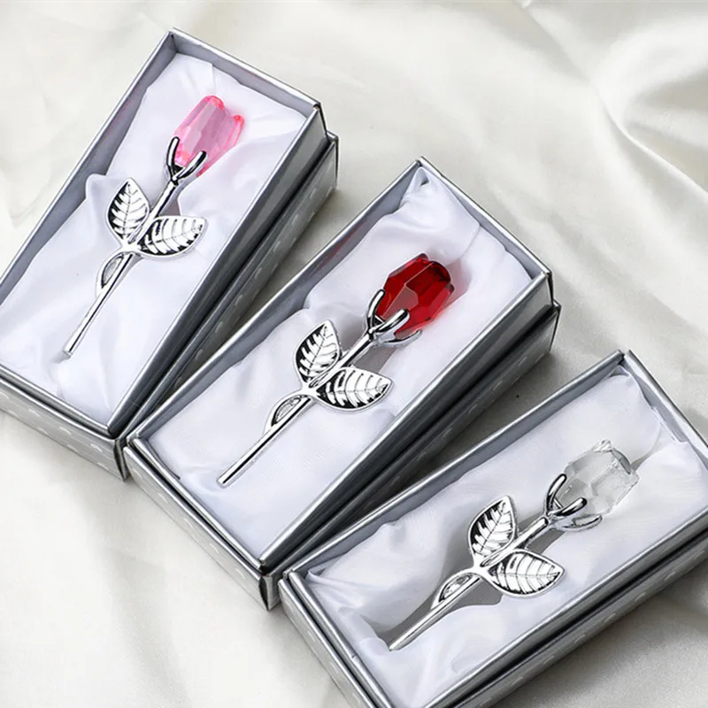

Valentines Day Gift for Girl Boyfriend Mini Crystal Rose Flower Wedding Gifts for Guests Party Favors Presents Bridesmaid Gift