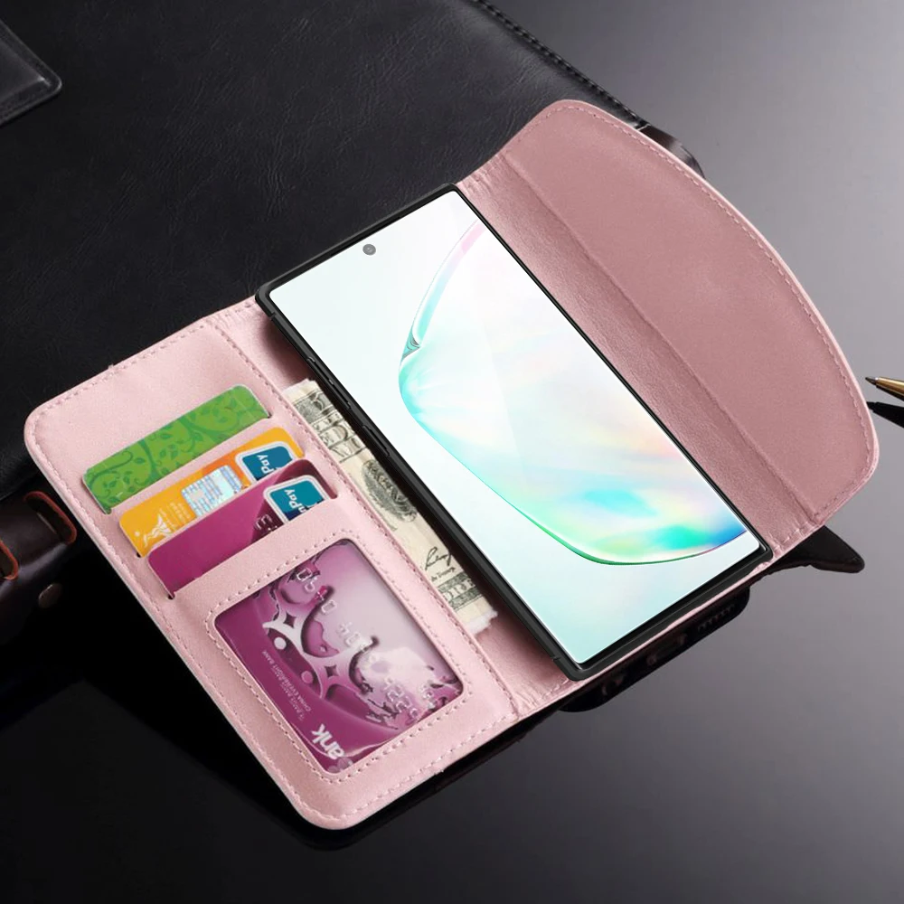 Роскошный чехол-книжка с бумажником и подставкой для Samsung S20 Ultra S8 S10 блестящий