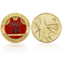 Michael Jordan Metal Commemorative Coin Basketball Fans Gift Bull Jordan Gold Plated Challenge Coin with Collection