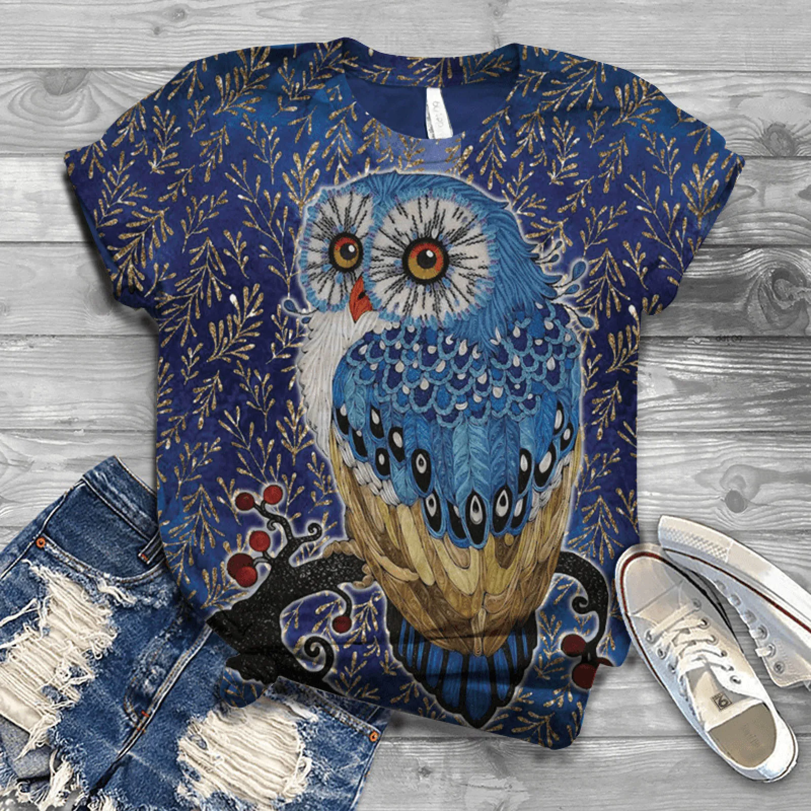 

Harajuku Woman Tshirts Women Graphic T Shirts Short Sleeve 3D Owl Printed O-neck Tops Tee T-Shirt Femme Mujer Camisetas