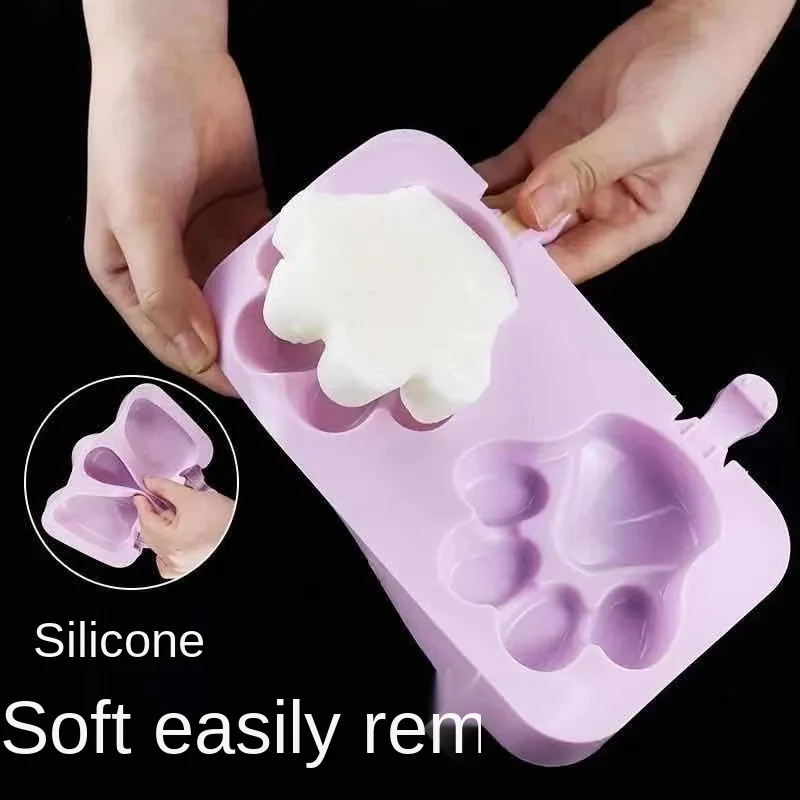 

Silicone ice cream mold with lid DIY popsicle mold homemade cartoon ice cube model silicone homemade ice cream mold