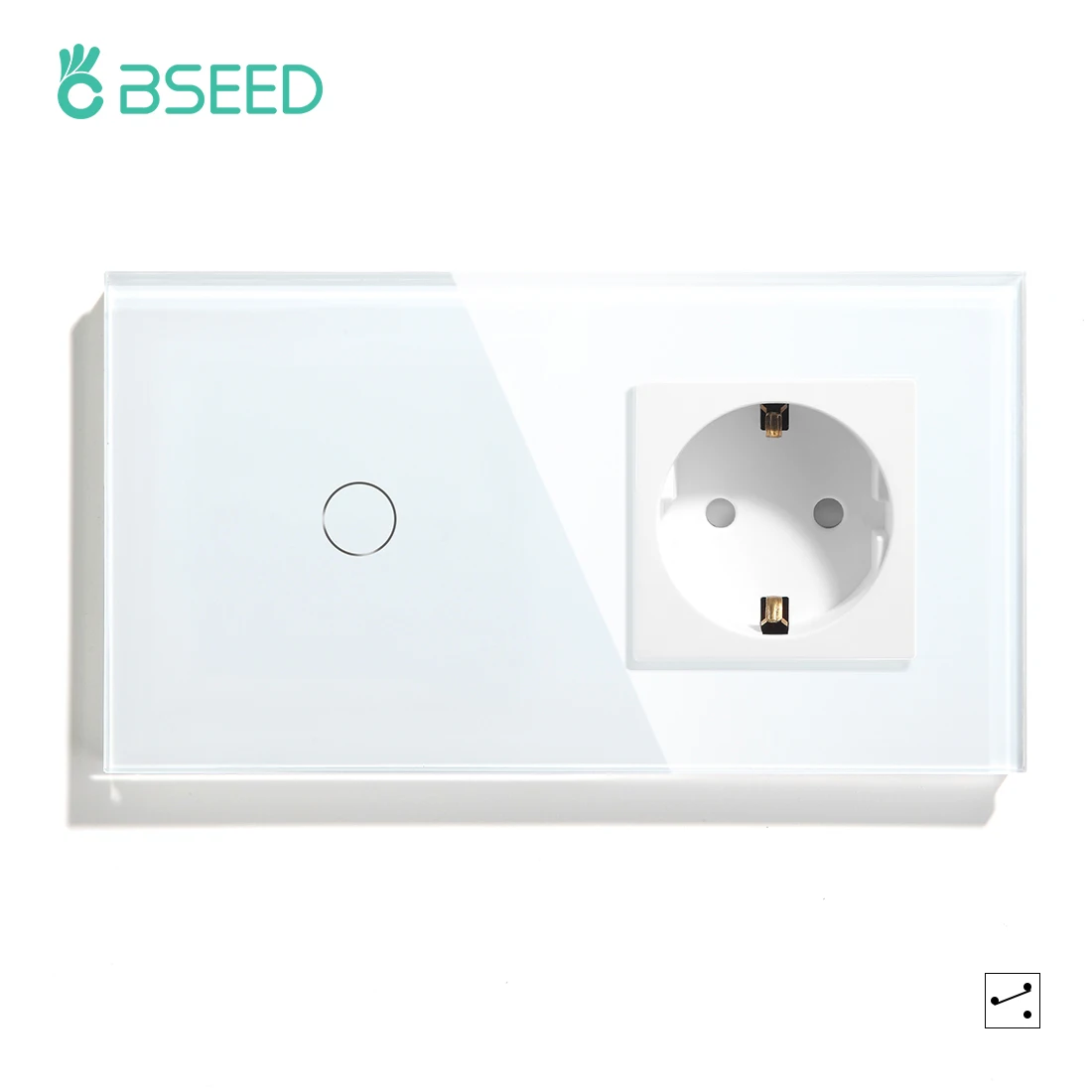 

Настенный сенсорный выключатель BSEED европейского стандарта, 1/2/3 клавиши, 2 канала, Евророзетка, прозрачные стеклянные панельные переключатели белого, черного, золотого цветов с подсветкой