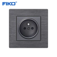 fiko 16a 220v french standard aluminum alloy panel wall socket power outlet 86mm 86mm household