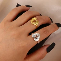 2022 new fashion gold and silver romantic angel wing ring for woman birthday gift party wedding celebration adjustable jewelry