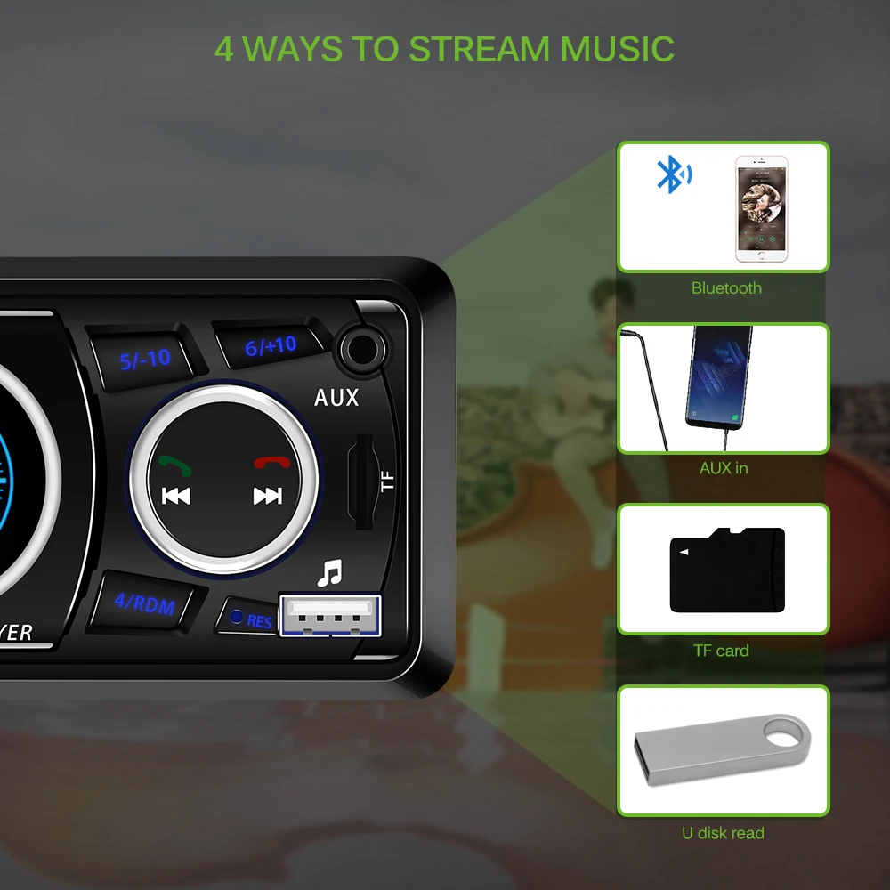 Автомагнитола 1 Din 12 В Bluetooth ЖК-дисплей FM Aux вход USB MP3 60 Вт X 4 | Автомобили и мотоциклы