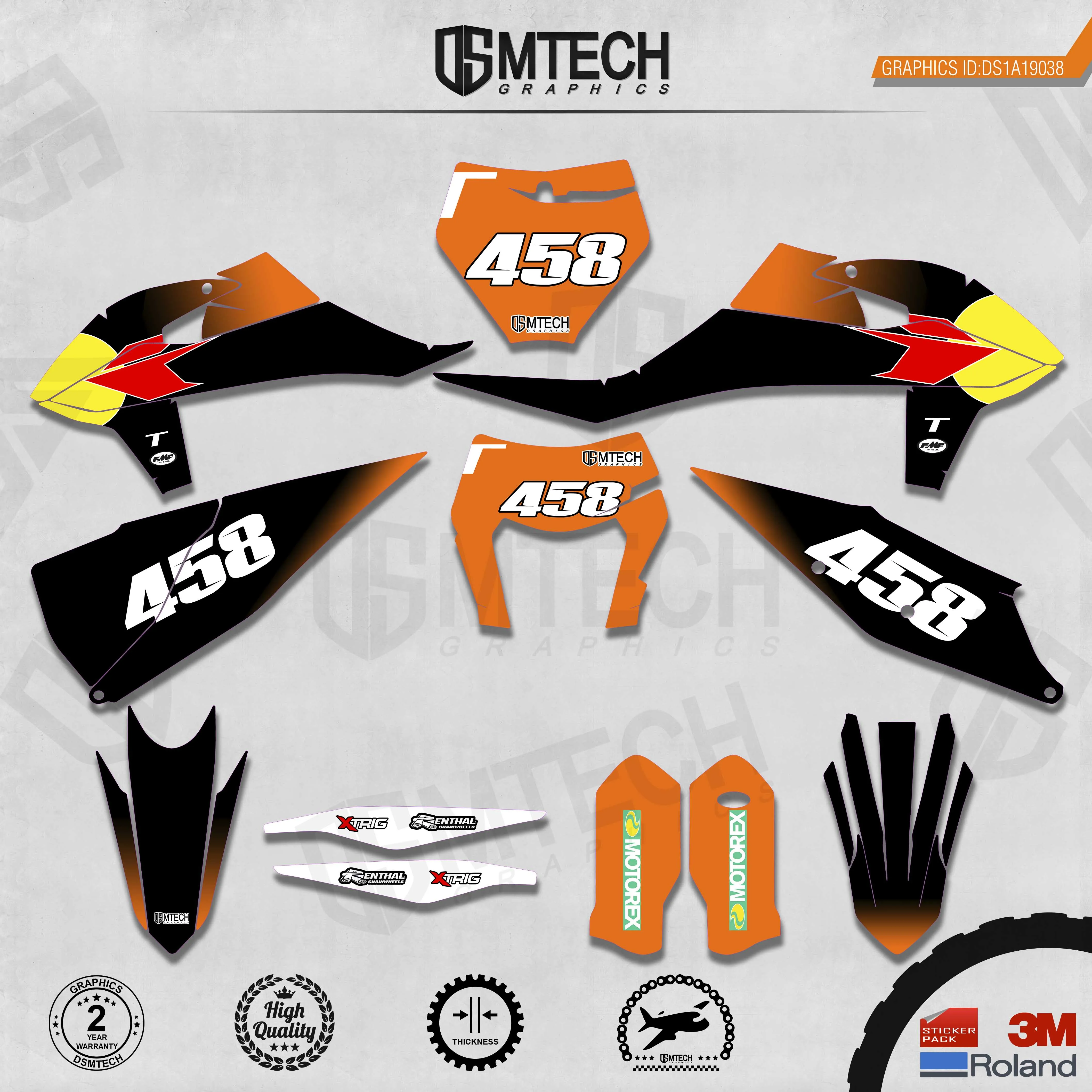 DSMTECH Customized Team Graphics Backgrounds Decals 3M Custom Stickers For 2019-2020 SXF 2020-2021EXC 038