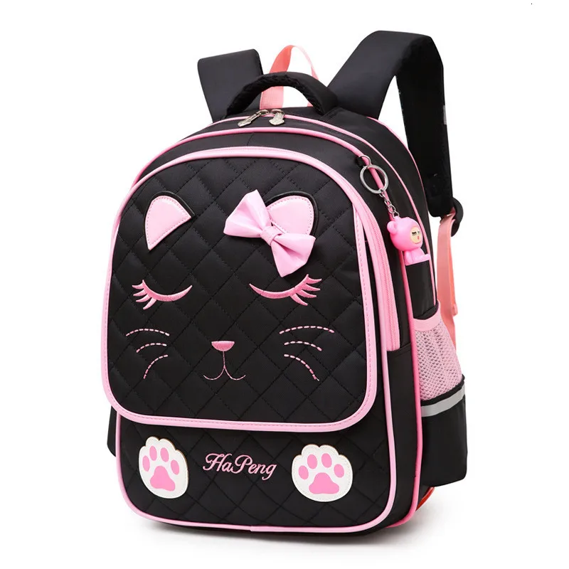 Orthopedic Cute Cat School Bags For Girl Cartoon Pupils Backpacks Children Waterproof Schoolbags Thicken Shoulder Strap Mochila