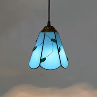 15cm blue leaves mediterranean creative vintage tiffany colored glass living room restaurant bar counter small droplight