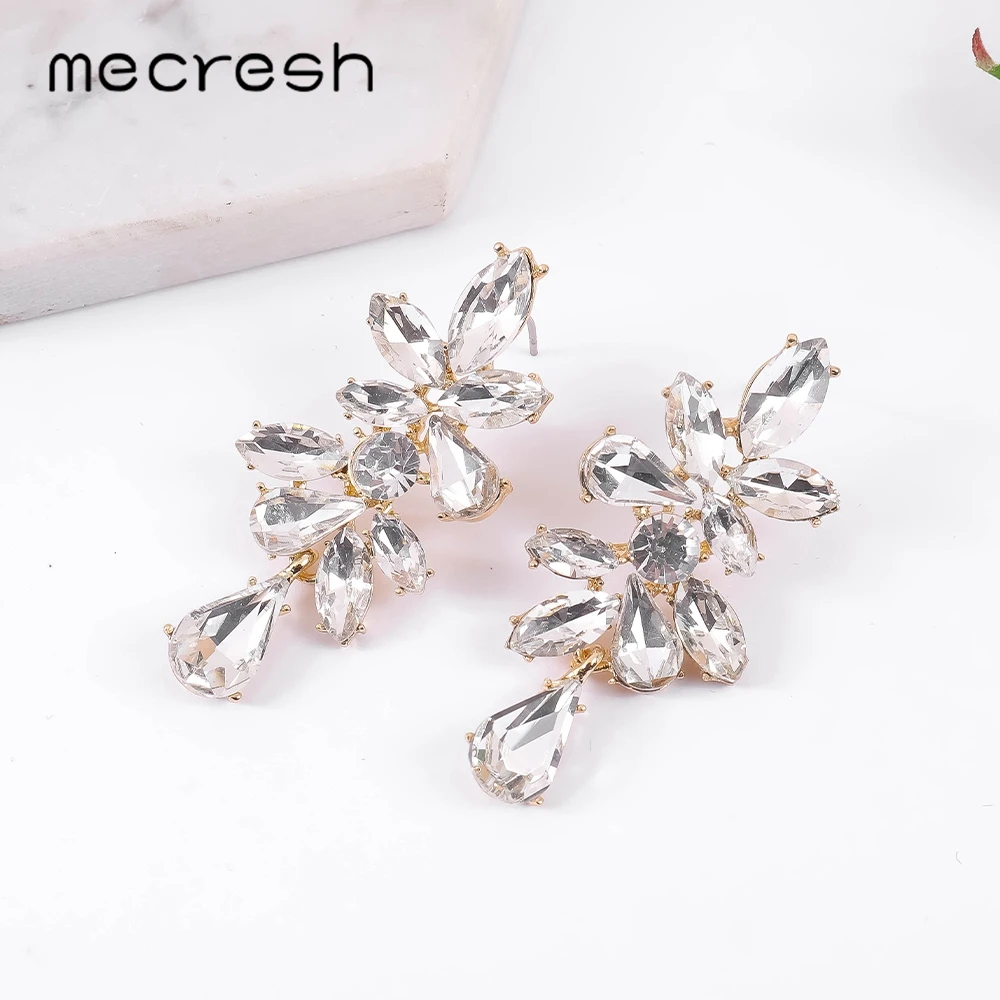Mecresh кристаллическое Украшение конский глаз Висячие серьги для свадьбы