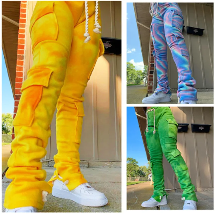 

Women Pocket Print Cargo Pants Women Drawsting Casual Sweatpants Jogger Velvet Flare Split Trousers Fleece Winter Clothes New