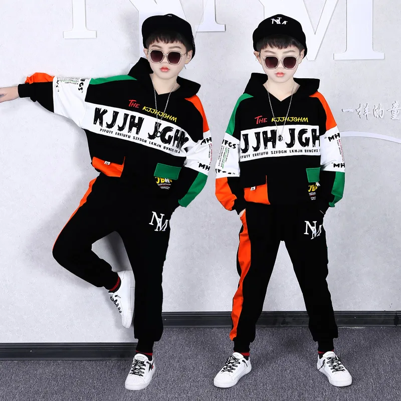 

Boys Clothing Set Kids Tracksuit Spring Autumn Letter Sweatshirt + Pants Suits Casual Hooded Children Clothes for Boys 3-12 Yrs
