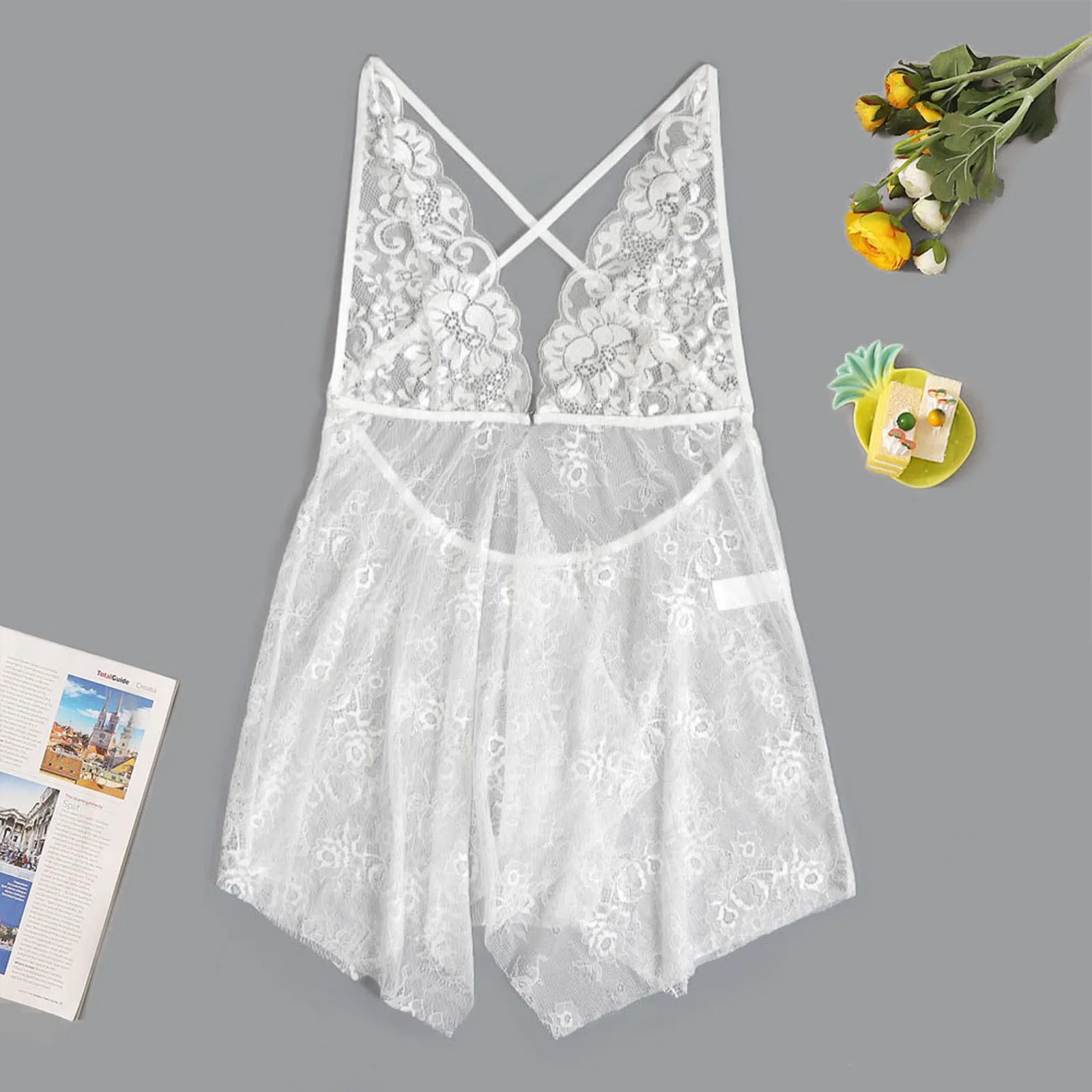 

2PC Women Erotic Lingerie G-String Temptation Nightdress Lace Bra Perspective Erotic Lenceria Porno Sexy Ladies Underwear Sets