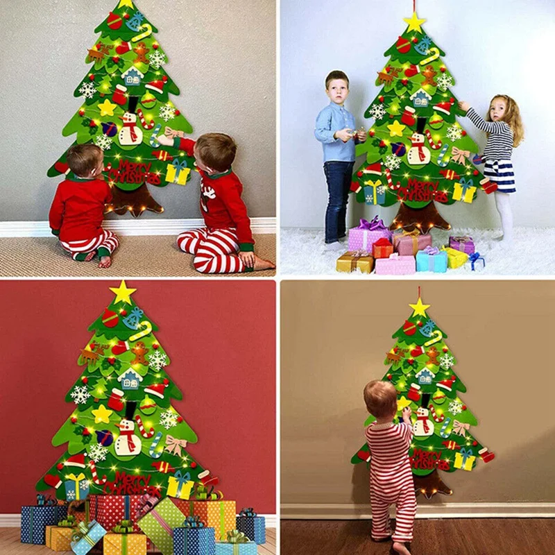 

DIY Felt Christmas Tree New Year'S Door Wall Hanging Ornaments Artificial Tree Kids Toys Christmas Decoration For Home Party