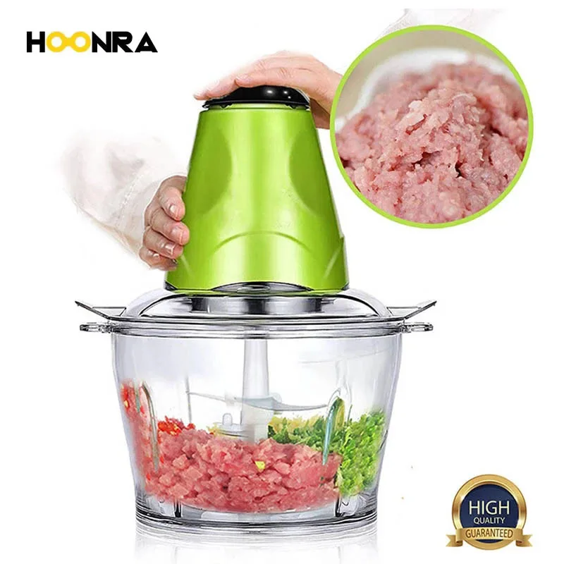 

Измельчитель для овощей HOONRA, 2 л, Электрический измельчитель для мяса, многофункциональный измельчитель для овощей, нержавеющая сталь, кухо...